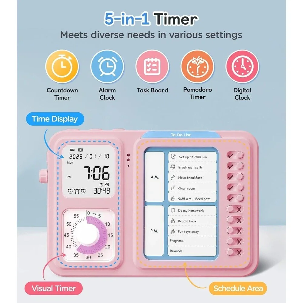 Nixroork 3-in-1 Visual Timer & ADHD Tool